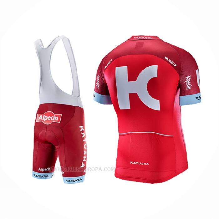 2017 Ropa Ciclismo Katusha Alpecin Rojo Mangas Corta y Culotte Corto